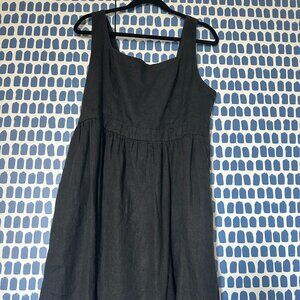 GRAE COVE Winnie 100% Linen Square-Neckline Sleeveless Midi-Dress - Size L